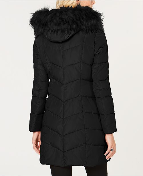 Calvin Klein Petite Faux Fur Trim Hooded Puffer Coat Reviews