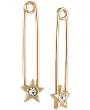 image of Rachel Rachel Roy Gold-Tone Crystal Star Safety Pin Earrings