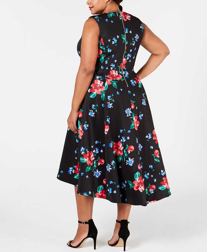 Calvin Klein Plus Size Floral-Print Fit & Flare Dress - Macy's