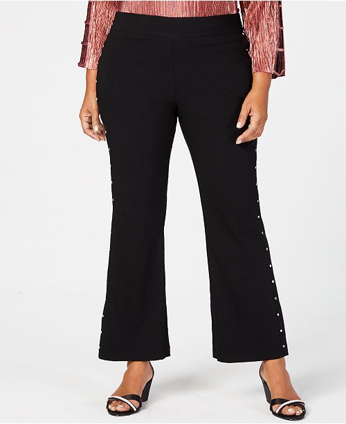 JM Collection Plus Size Side-Stud Pants, Created for Macy's & Reviews ...