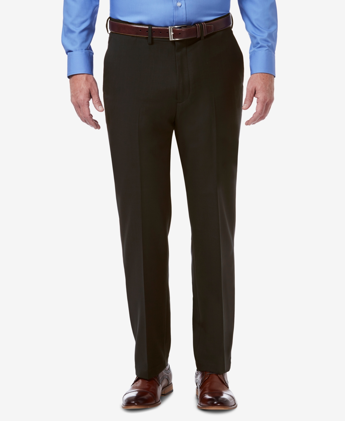 Men's Premium Comfort Stretch Classic-Fit Solid Flat Front Dress Pants - Medium Grey