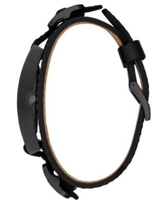 GUESS Men's Black Removable Leather Cuff Watch 31x39mm 