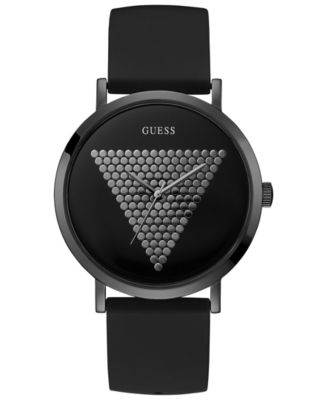 GUESS - Men's Black Silicone Strap Watch 44mm