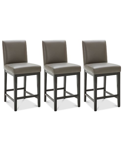 Furniture Tate Leather Parsons Stool, 3Pc. Set (3 Graphite Counter