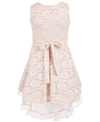 Bonnie Jean Girls' Lace Overlay Knit Dress – Chevron Print Hi-Low Hem With Shoulder Tie - View #10