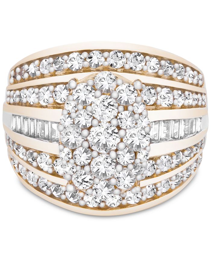 Macy's Diamond Oval Cluster Ring (2 ct. t.w.) Ring in 14k Gold ...