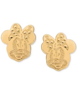 Disney Children's Minnie Mouse Head Stud Earrings in 14k Gold