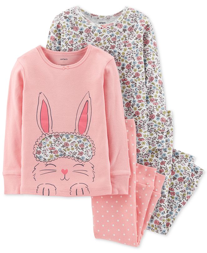 Carter's Toddler Girls 4Pc. Bunny & FloralPrint Cotton Pajamas