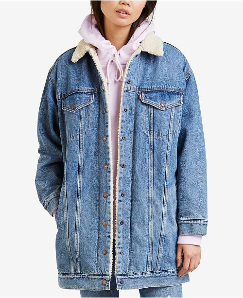 Levi s Long Sherpa Lined Trucker Jean Jacket Jackets Levi s Long Sherpa Lined Trucker Jean Jacket Jackets