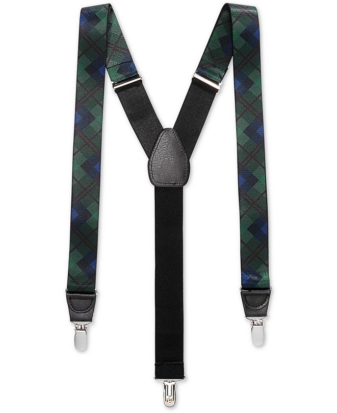 Club Room Men's Blackwatch Plaid Suspenders, Created for Macy's