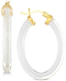 Lucite & Glitter Hoop Earrings in 18k Gold over Sterling Silver