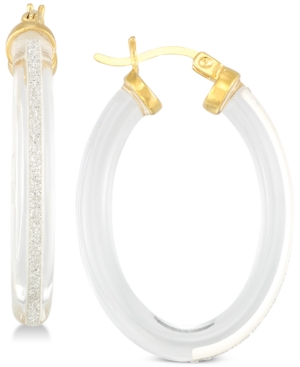 image of Simone I. Smith Lucite & Glitter Hoop Earrings in 18k Gold over Sterling Silver