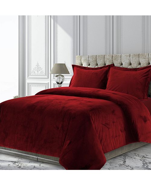 Tribeca Living Venice Velvet Oversized Solid Queen Duvet Cover Set