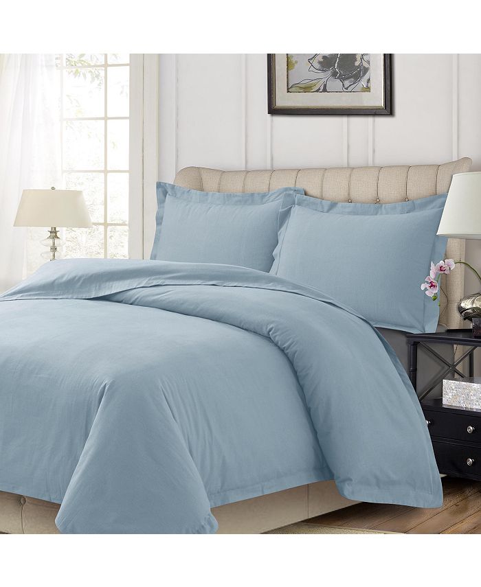 Tribeca Living Heavyweight Flannel Solid Oversized King Duvet Set Macy's