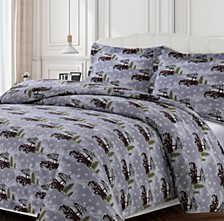 Winter Outing Cotton Flannel Printed Oversized King Duvet Set