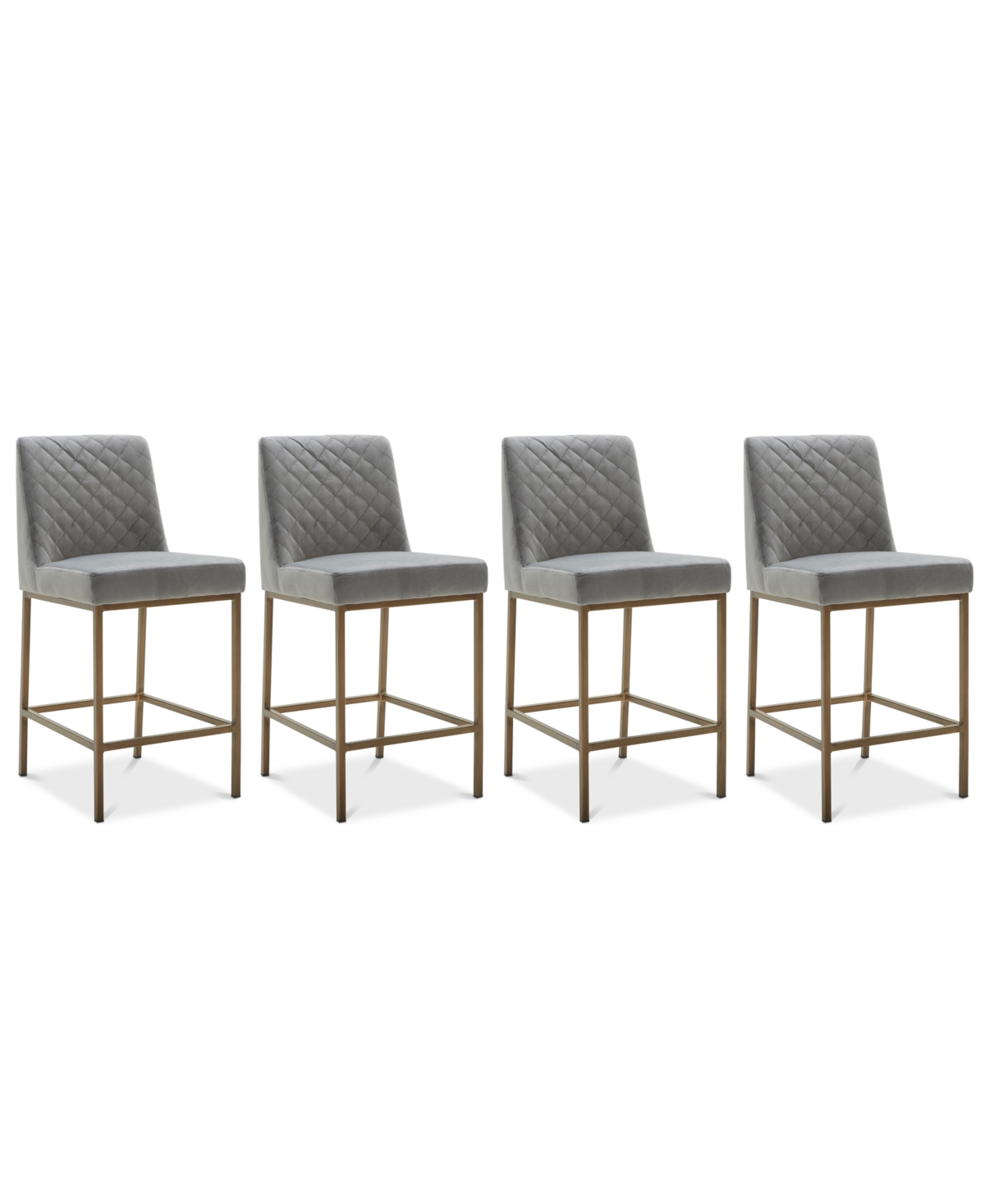 FURNITURE CAMBRIDGE VELVET STOOL, 4-PC. SET (4 GREY COUNTER STOOLS)