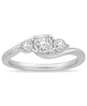 image of Diamond Three Stone Ring (1/4 ct. t.w.) in 14k White Gold