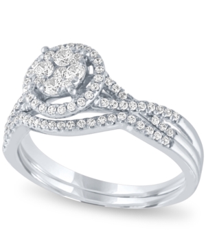 image of Diamond Halo Cluster Bridal Set (1/2 ct. t.w.) in 14k White Gold