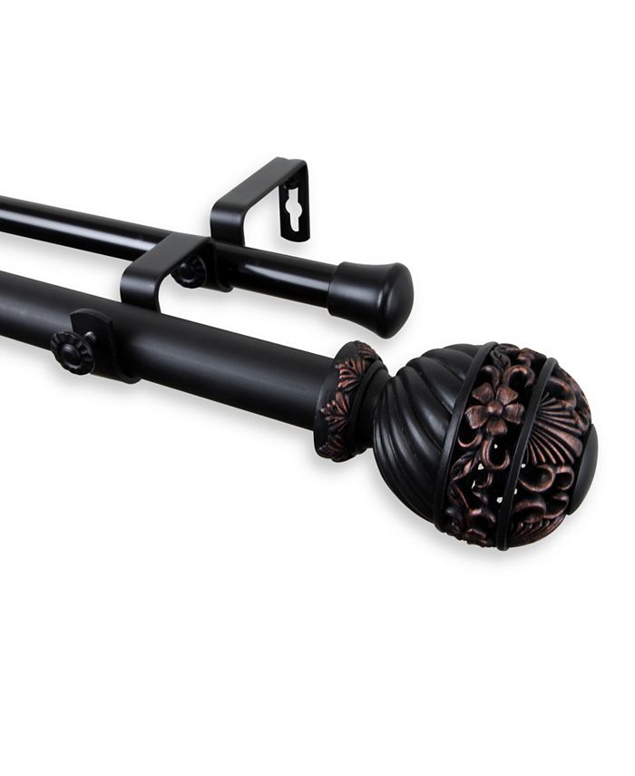 Rod Desyne - Lanette Double Curtain Rod 1" OD 28-48 inch - Black