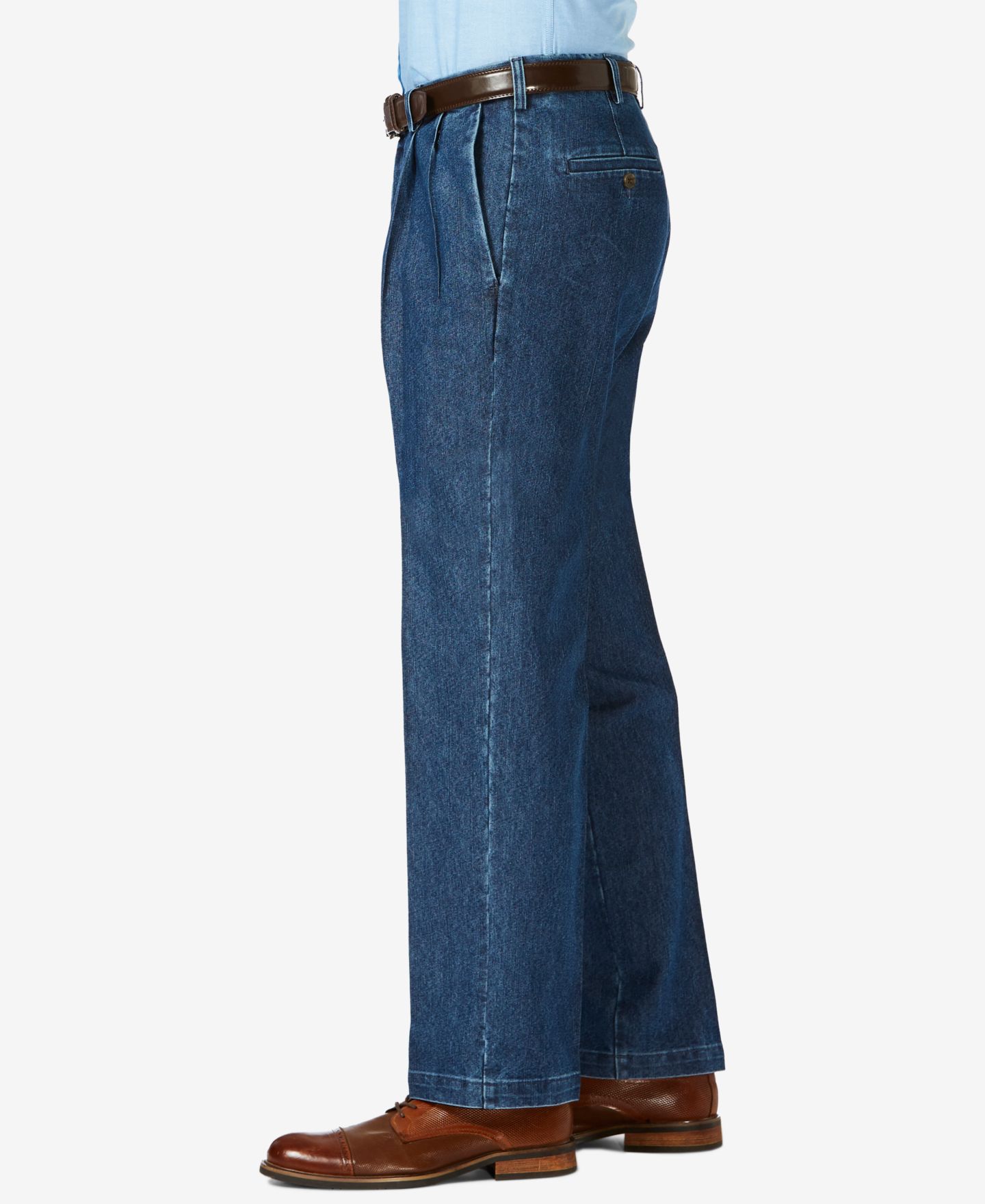Мужские брюки Haggar Stretch Denim Classic-Fit Pleated, цвет: Стоунвош — фото 3
