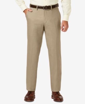 Haggar - Men's Sharkskin Straight Fit Flat Front Flex Waistband Dress Pants