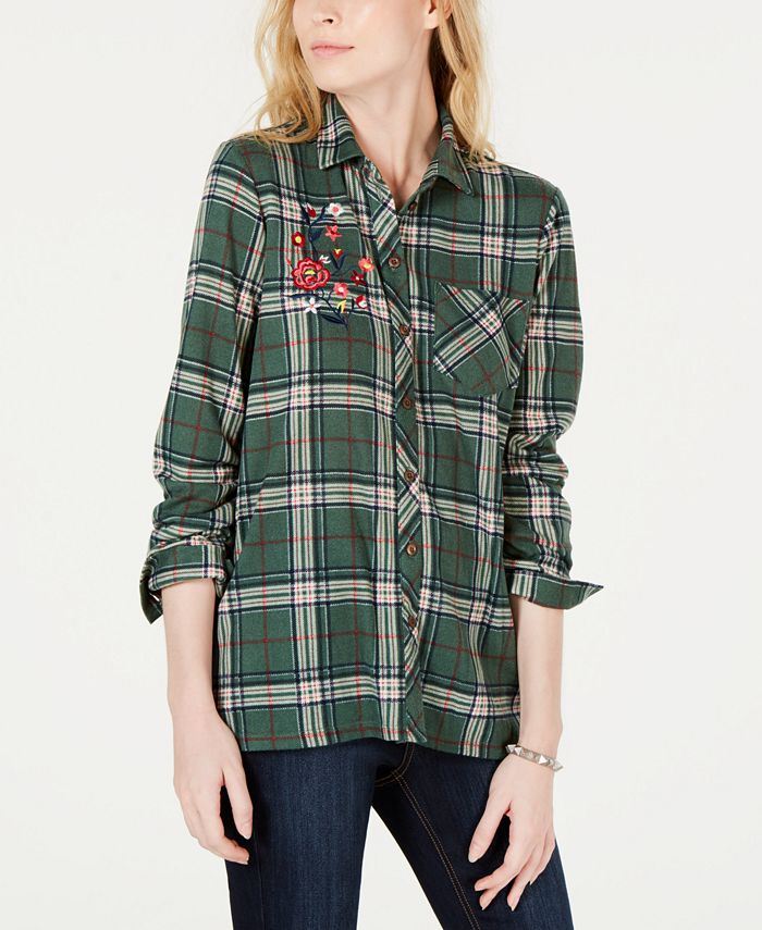PROJECT 28 NYC Embroidered Plaid Button-Front Shirt - Macy's