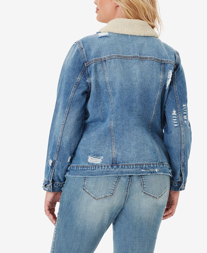 Jessica Simpson Trendy Plus Size Cotton Reagan Denim Jacket With Faux ...