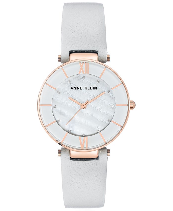 Anne Klein Women's Light Gray Leather Strap Watch 32mm & Reviews - All  Watches - Jewelry & Watches - Macy's