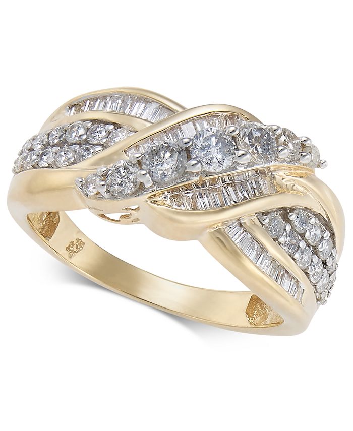 Macy's Diamond Overlap Cluster Ring (1 ct. t.w) in 14k Gold or White ...