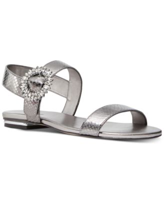 michael kors silver flat sandals