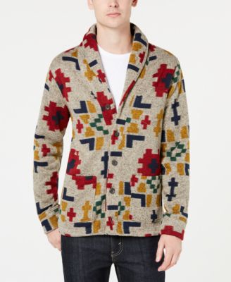 levi's men's reverve geometric fleece cardigan