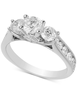 image of Diamond Three Stone Engagement Ring (2 ct. t.w.) in 14k White Gold