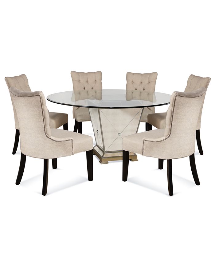 Furniture Marais Dining Room, Round Glass Dining Table For 6