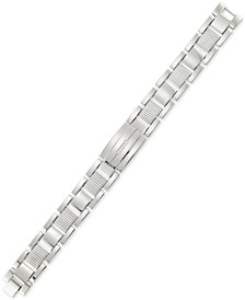 Crystal Accent Textured Link Bracelet in Stainless Steel