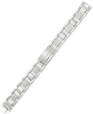 Shop Legacy For Men By Simone I. Smith Crystal Accent Textured Link Bracelet In Stainless Steel