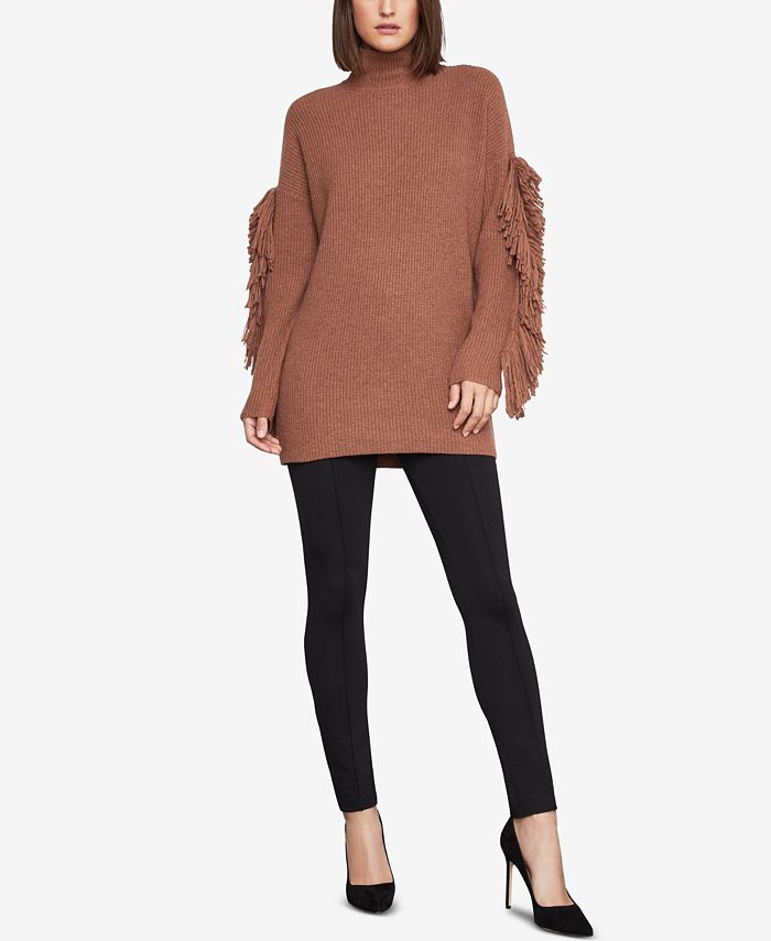 BCBGMAXAZRIA Fringe Turtleneck Tunic Sweater Macy s