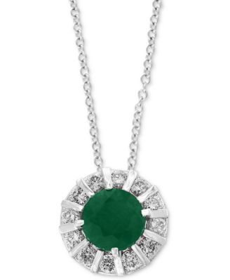 EFFY&reg; Sapphire (3/4 ct. t.w) & Diamond (1/4 ct. t.w) 18" Pendant Necklace in 14K White Gold (Also Available in Emerald and Ruby)