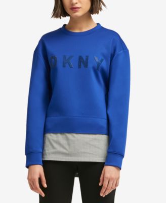 DKNY - Layered-Look Rhinestone-Graphic Sweater