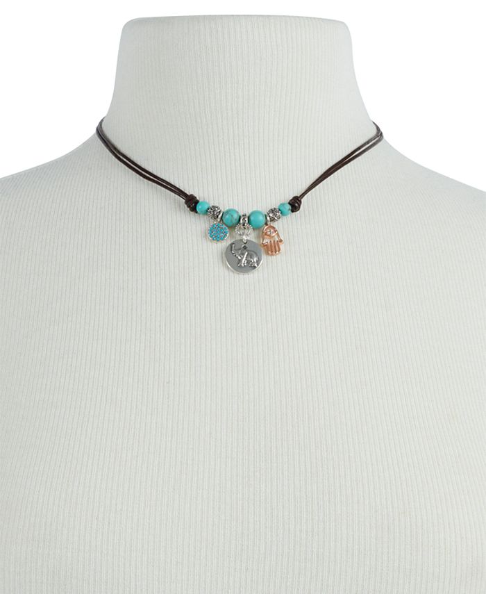 Lucky Brand Two-Tone Multi-Stone Elephant & Hamsa Hand