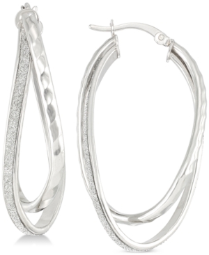 image of Simone I. Smith Glitter Twist Double Oval Hoop Earrings in Sterling Silver