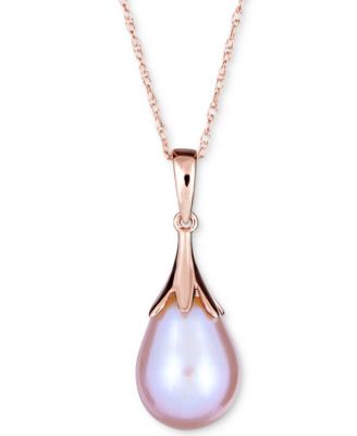 Macy's - Cultured Freshwater Pearl Claw Pendant Necklace set in 14k White Gold, 14k Yellow Gold or 14K Rose Gold