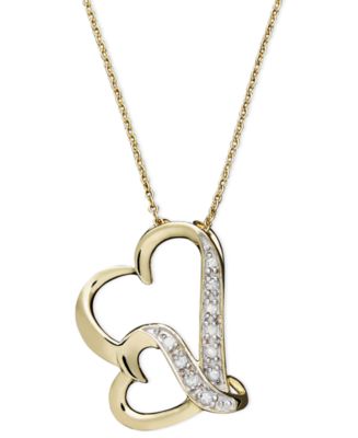Macy's Jewelry | Sterling Silver Heart Necklace, Diamond, 10K Gold | Color: Gold/Silver | Size: Os | Jennastanley's Closet