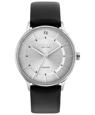 Kenneth Cole New York - Men's Black Leather Strap Watch 40mm