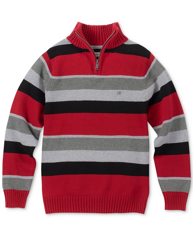 Calvin Klein Big Boys Phoenix Stripe Quarter-Zip Sweater & Reviews ...