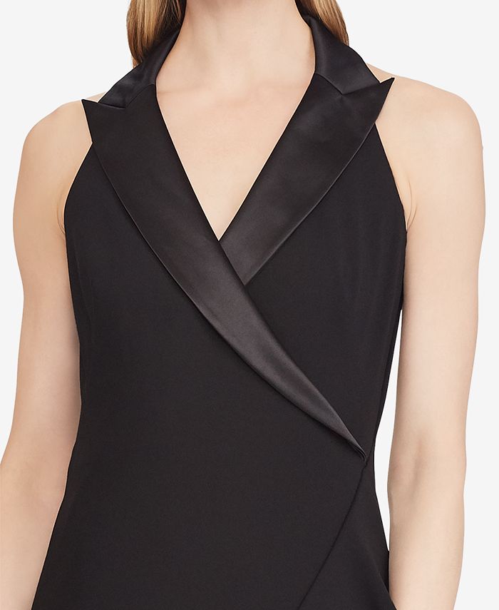 ralph lauren crepe sleeveless gown