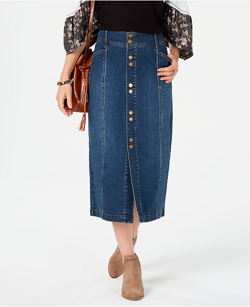 Style & Co ButtonFront Midi Denim Skirt, Created for Macy's & Reviews