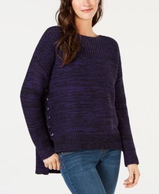 Style & Co - High-Low Lace-Up Sweater