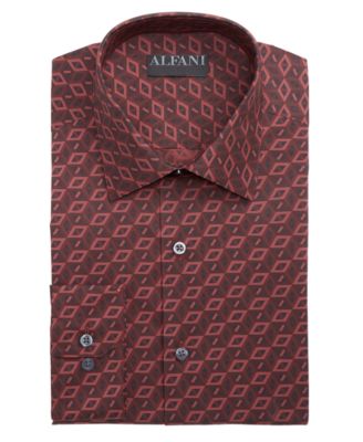 Alfani - Men's Fitted Performance Stretch Shaded Window Print Dress Shirt