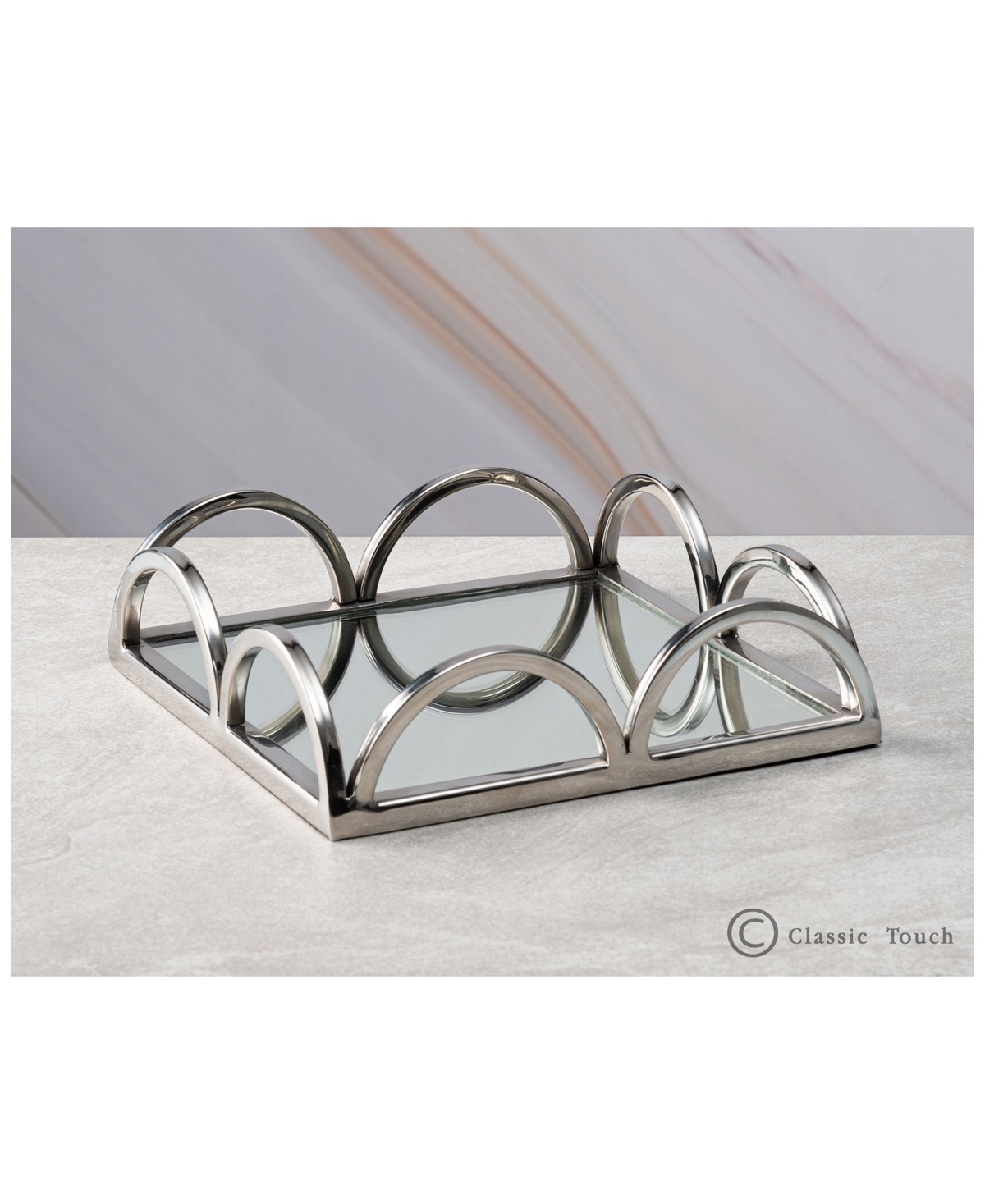 Classic Touch Mirrored Napkin Holder With Side Bars