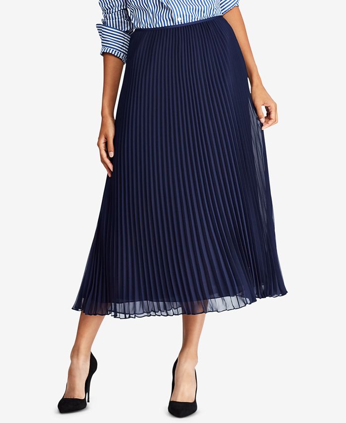 Polo Ralph Lauren Pleated Georgette Midi Skirt - Macy's